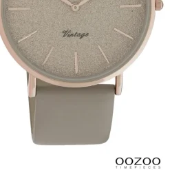 Oozoo Damen Armbanduhr Vintage Series Analog Leder taupe grau UOC20167