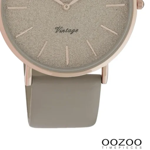 Oozoo Damen Armbanduhr Vintage Series Analog Leder taupe grau UOC20167