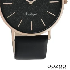 Oozoo Damen Armbanduhr Vintage Series Analog Leder schwarz UOC20169