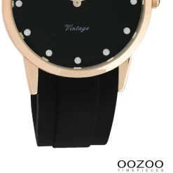 Oozoo Damen Armbanduhr Vintage Series Analog Silikon schwarz UOC20179