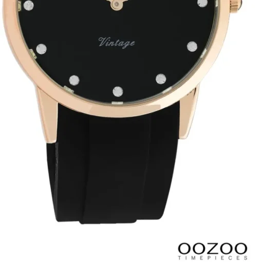 Oozoo Damen Armbanduhr Vintage Series Analog Silikon schwarz UOC20179