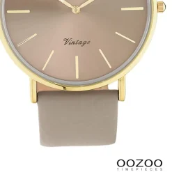 Oozoo Damen Armbanduhr Vintage Series Analog Leder braun grau UOC20333