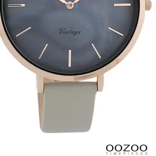 Oozoo Damen Armbanduhr Vintage Series Analog Leder grau UOC9805A