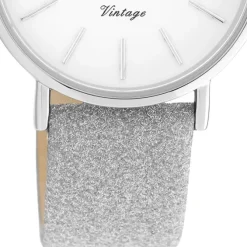 Oozoo Damen Armbanduhr Vintage C20155 Analog Leder silber UOC20155