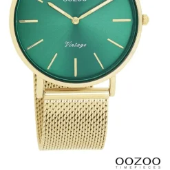 Oozoo Damen Armbanduhr Vintage Series Analog Metall Mesh gold UOC20295