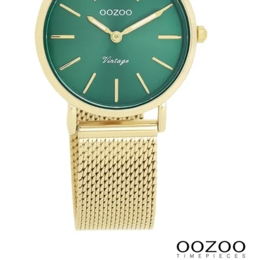 Oozoo Damen Armbanduhr Vintage Series Analog Metall Mesh gold UOC20297