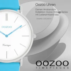 Oozoo Damen Armbanduhr Vintage Analog Leder blau UOC20310