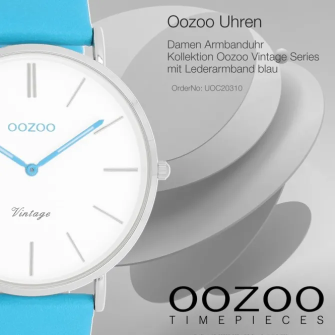 Oozoo Damen Armbanduhr Vintage Analog Leder blau UOC20310