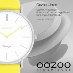 Oozoo Damen Armbanduhr Vintage Analog Leder gelb UOC20312
