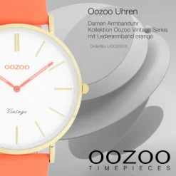 Oozoo Damen Armbanduhr Vintage Analog Leder orange UOC20318