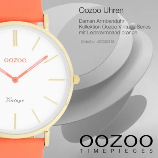 Oozoo Damen Armbanduhr Vintage Analog Leder orange UOC20318