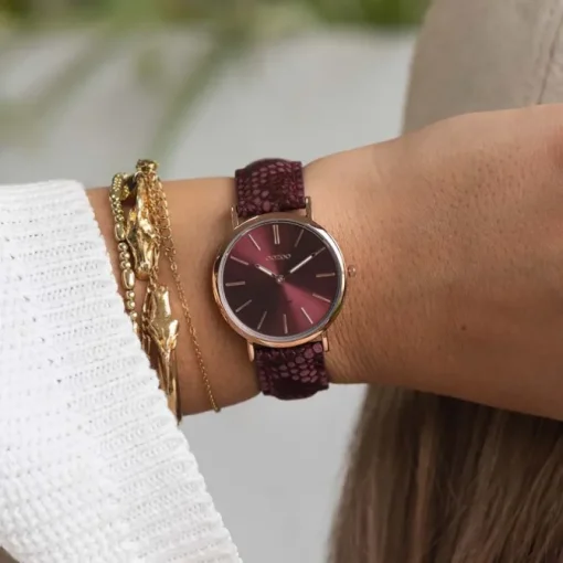 Oozoo Damen Armbanduhr Vintage Analog Leder rot UOC9306A