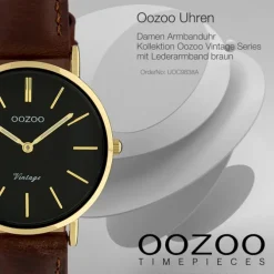 Oozoo Damen Armbanduhr Vintage Analog Leder braun UOC9838A