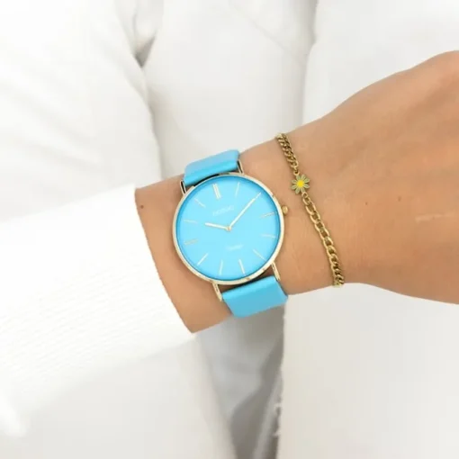 Oozoo Damen Armbanduhr Vintage Analog Leder blau UOC20323