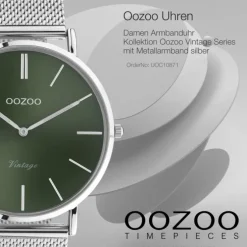 Oozoo Damen Armbanduhr Vintage Analog Metall silber UOC10871