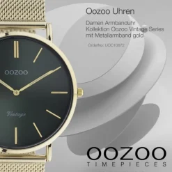 Oozoo Damen Armbanduhr Vintage Analog Metall gold UOC10872