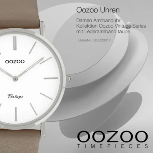 Oozoo Damen Armbanduhr Vintage Series Analog Leder taupe braun UOC20017
