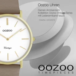 Oozoo Damen Armbanduhr Vintage Series Analog Leder taupe braun UOC20018