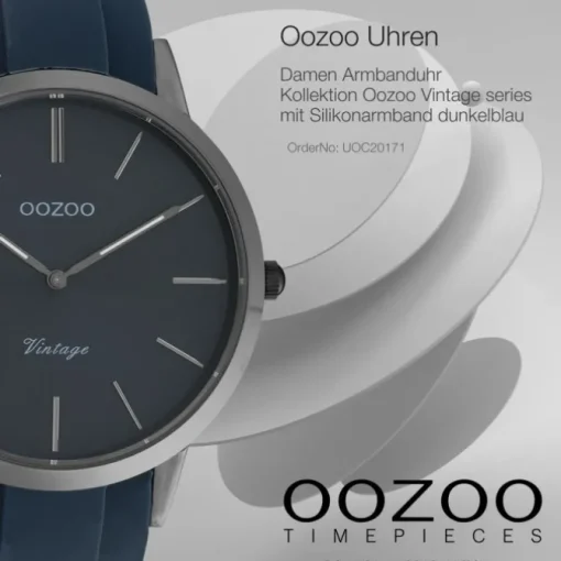 Oozoo Damen Armbanduhr Vintage Series Analog Silikon dunkelblau UOC20171