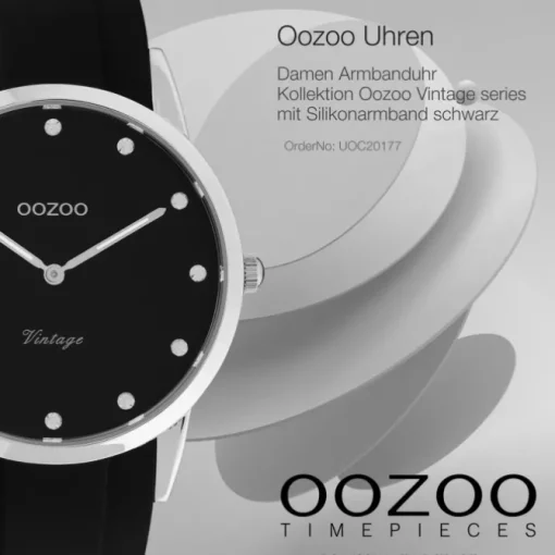 Oozoo Damen Armbanduhr Vintage Series Analog Silikon schwarz UOC20177