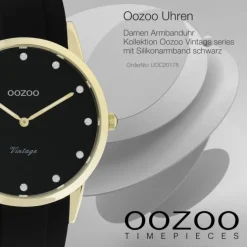 Oozoo Damen Armbanduhr Vintage Series Analog Silikon schwarz UOC20178
