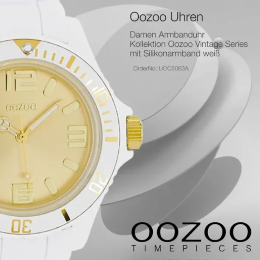 Oozoo Damen Armbanduhr Vintage Series Analog Silikon weiß UOC5063A