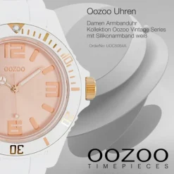 Oozoo Damen Armbanduhr Vintage Series Analog Silikon weiß UOC5064A