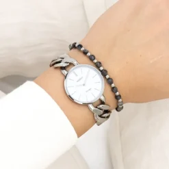Oozoo Damen Armbanduhr Vintage Series Analog Metall silber UOC20355