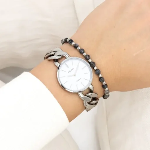 Oozoo Damen Armbanduhr Vintage Series Analog Metall silber UOC20355