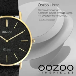 Oozoo Damen Armbanduhr Vintage Series C20204 Analog Leder schwarz UOC20204