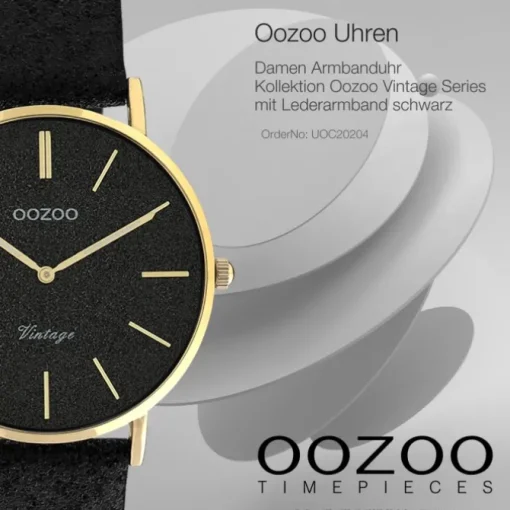 Oozoo Damen Armbanduhr Vintage Series C20204 Analog Leder schwarz UOC20204