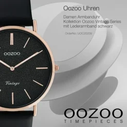 Oozoo Damen Armbanduhr Vintage Series C20209 Analog Leder schwarz UOC20209