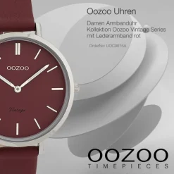Oozoo Damen Armbanduhr Vintage Series Analog Leder rot UOC9815A