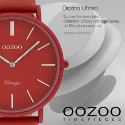 Oozoo Damen Armbanduhr Vintage Series Analog Metall rot UOC9879A