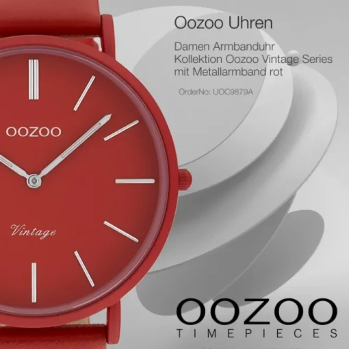 Oozoo Damen Armbanduhr Vintage Series Analog Metall rot UOC9879A