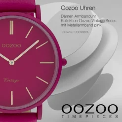 Oozoo Damen Armbanduhr Vintage Series Analog Metall pink UOC9882A