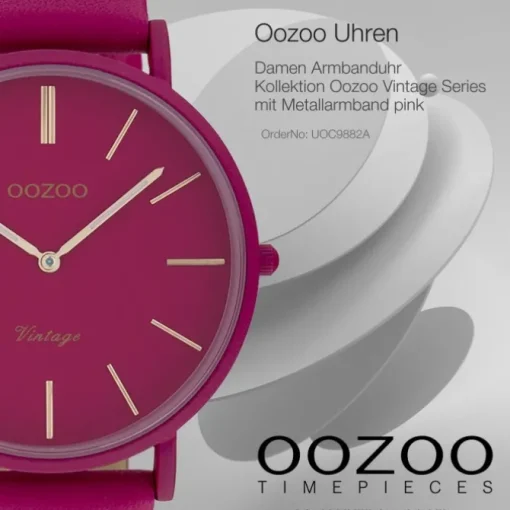 Oozoo Damen Armbanduhr Vintage Series Analog Metall pink UOC9882A