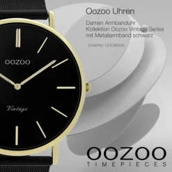 Oozoo Damen Armbanduhr Vintage Series Analog Metall schwarz UOC9893A