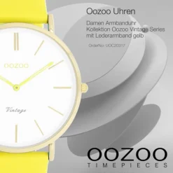 Oozoo Damen Armbanduhr Vintage Analog Leder gelb UOC20317