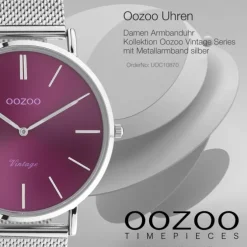 Oozoo Damen Armbanduhr Vintage Analog Metall silber UOC10870