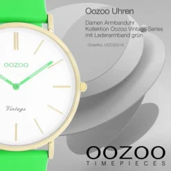 Oozoo Damen Armbanduhr Vintage Analog Leder grün UOC20316