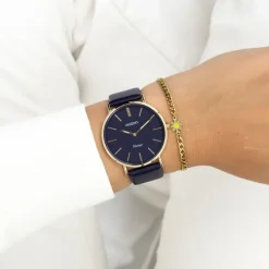 Oozoo Damen Armbanduhr Vintage Analog Leder blau UOC20329
