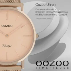 Oozoo Damen Armbanduhr Vintage Series C9920A Analog Edelstahl roségold UOC9920A