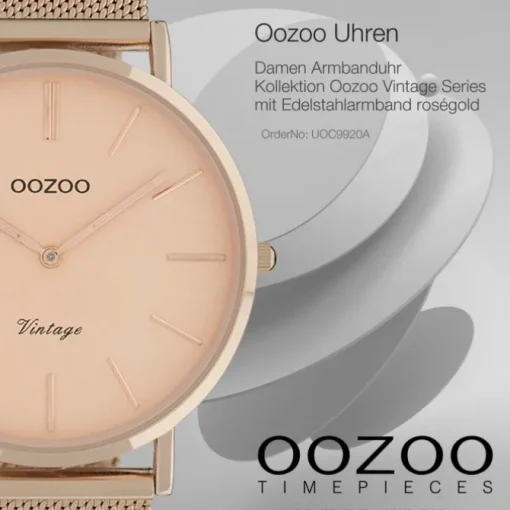 Oozoo Damen Armbanduhr Vintage Series C9920A Analog Edelstahl roségold UOC9920A