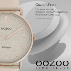 Oozoo Damen Armbanduhr Vintage Series Analog Leder beige rosa UOC20165