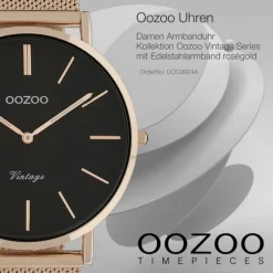 Oozoo Damen Armbanduhr Vintage Series C9924A Analog Edelstahl roségold UOC9924A