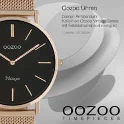 Oozoo Damen Armbanduhr Vintage Series C9925A Analog Edelstahl roségold UOC9925A