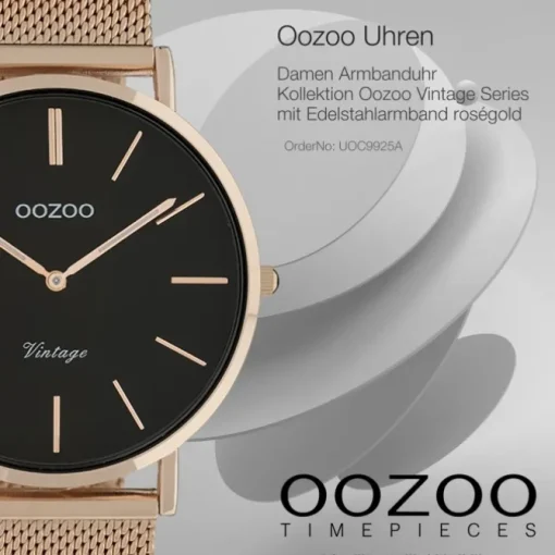 Oozoo Damen Armbanduhr Vintage Series C9925A Analog Edelstahl roségold UOC9925A