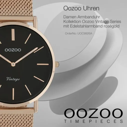 Oozoo Damen Armbanduhr Vintage Series C9926A Analog Edelstahl roségold UOC9926A