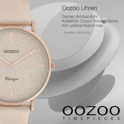 Oozoo Damen Armbanduhr Vintage Series C20205 Analog Leder rosa UOC20205